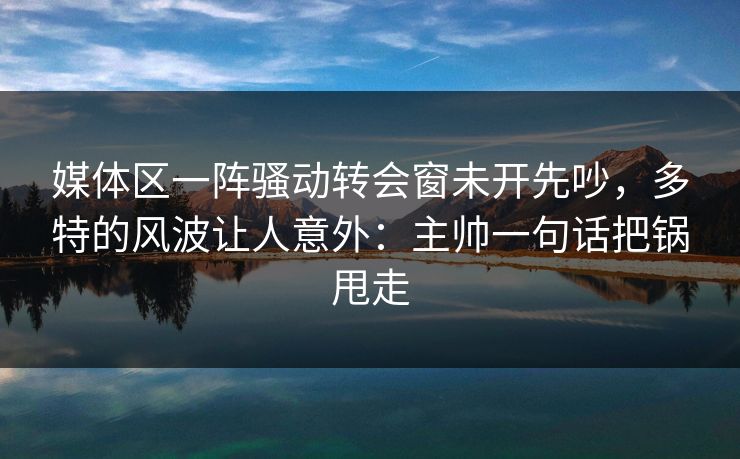 媒体区一阵骚动转会窗未开先吵，多特的风波让人意外：主帅一句话把锅甩走